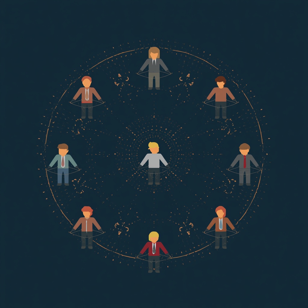 Visual representation of employees moving together through shared organizational rhythm